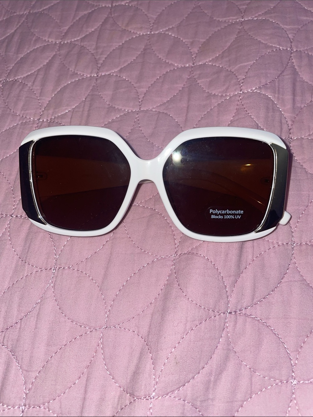 White Oversized Square Women's Sunglasses - UV Protection